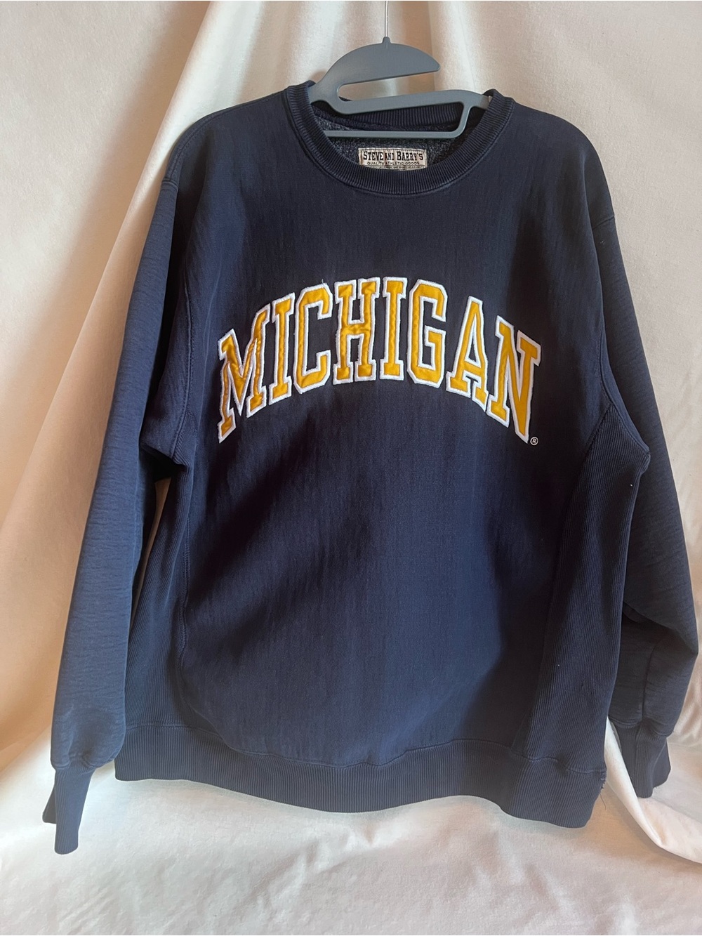Steve & Barry's Navy Crewneck with Gold Michigan Applique